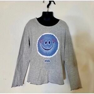 Retro 1990s Girl's Happy Face Long Sleeve Shirt